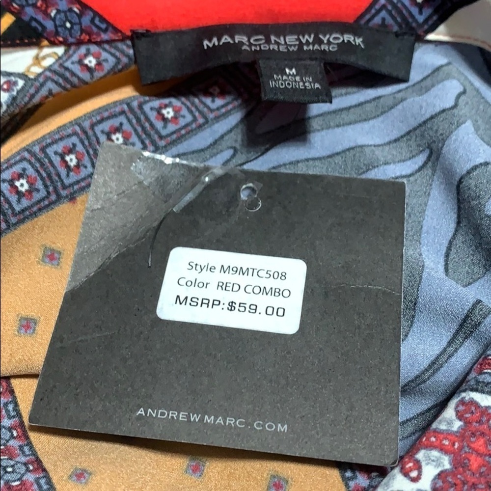 Marc New York Patchwork Geometric & Animal Print Blouse Size M - Picture 11 of 12